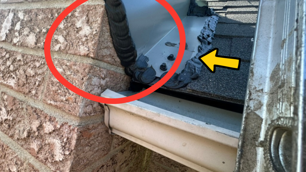 Chimney flashing screwed down and sealed with PureRoof silicone on a Thornhill Ontario home.After photo of chimney flashing on a Thornhill, Ontario home, screwed down and sealed with PureRoof silicone to close gaps where bats, mice, or other small animals could enter around the roofline.
